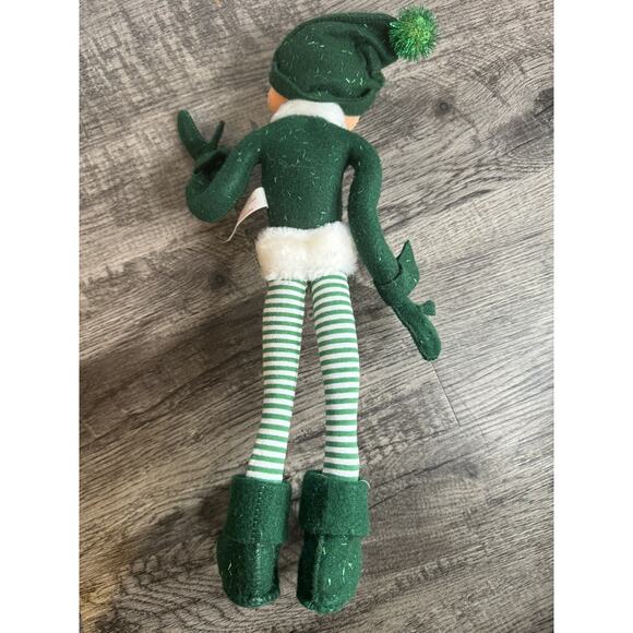 Vintage 2004 Annalee Green Elf W/Striped Pants 14” Set Of 2 Kitschy Christmas - Picture 13 of 16